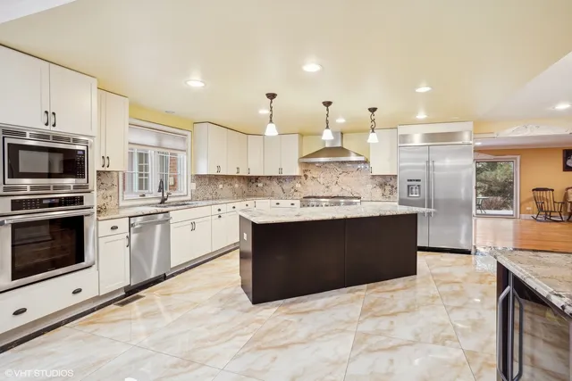 a kitchen with lots of counter top space