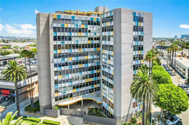 a city view with tall buildings