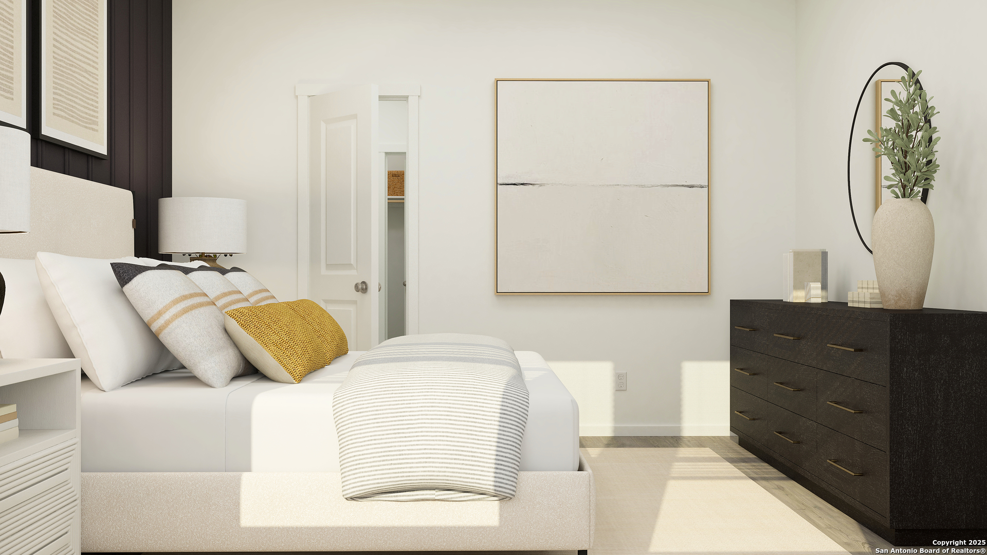 156 Rawhide Ridge Pleasanton, TX 78064 - Photo 18 of 26 a bedroom with a bed and a mirror