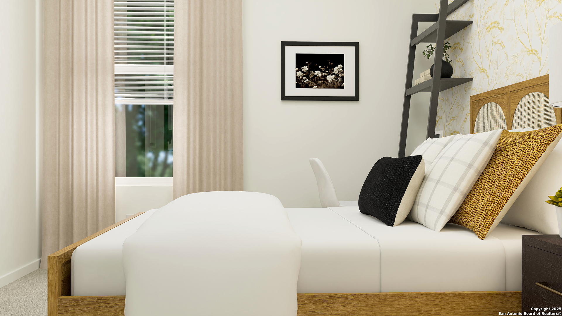 156 Rawhide Ridge Pleasanton, TX 78064 - Photo 22 of 26 a bedroom with a bed and a painting on the wall