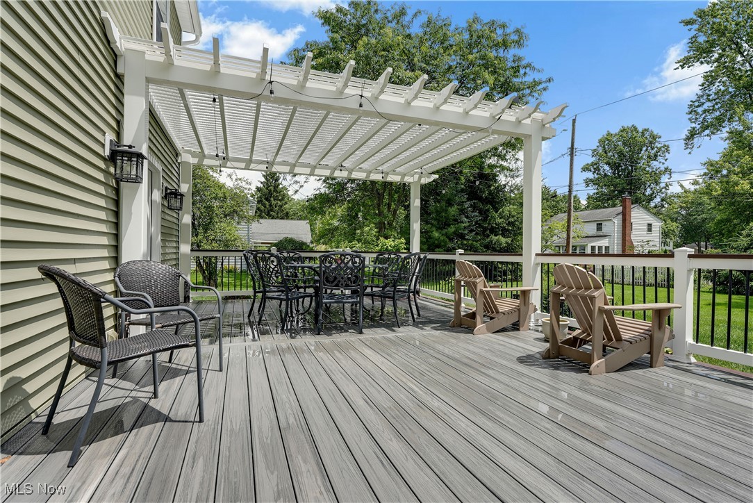 1862 Middleton Road Hudson, OH 44236 - Photo 26 of 32 Wooden terrace featuring a pergola and outdoor dining space