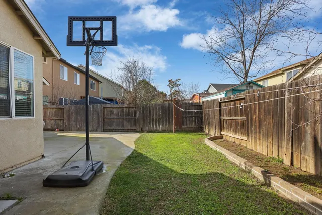a view of a backyard with staircase