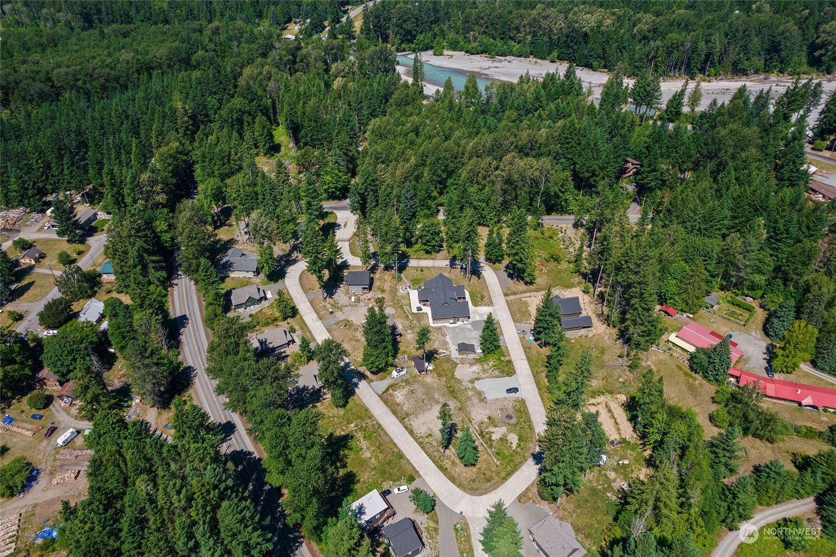 136 Bugle Lane Packwood, WA 98361 - Photo 6 of 32 an aerial view of residential house with outdoor space and trees all around