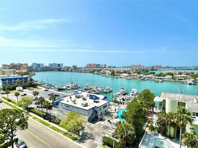 a view of a lake with a city view