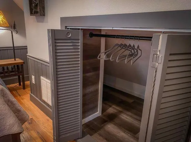 a close view of walk in closet