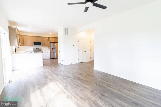 a view of a room with racks on the wall