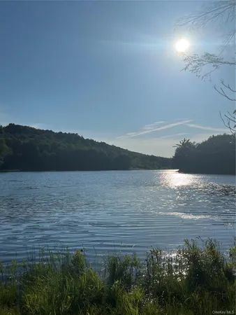 a view of lake and mountain