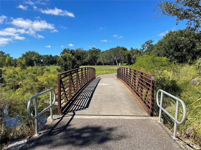a view of a swimming pool with a yard