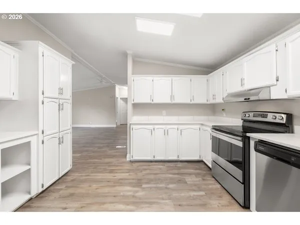 a kitchen with a sink cabinets and stainless steel appliances