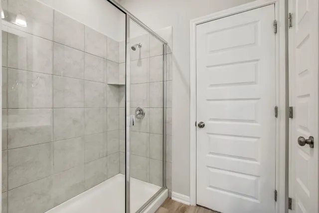 a bathroom with a shower