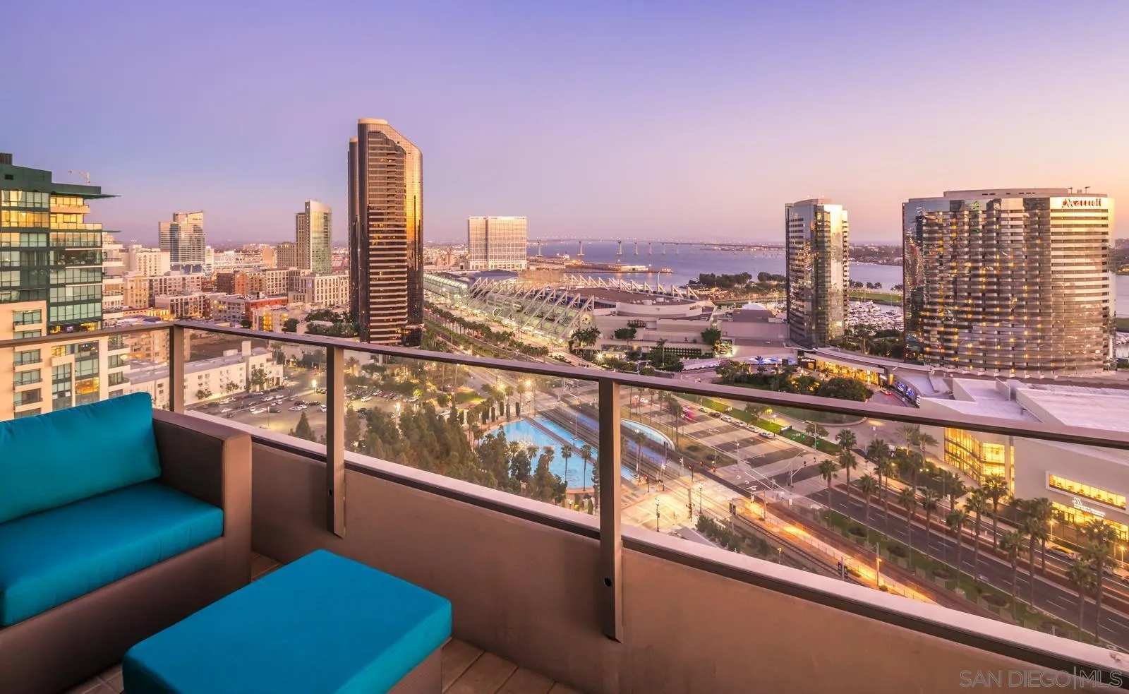 550 Front Street, Unit 1908 San Diego, CA 92101 - Photo 3 of 27 a view of a city from a balcony with city