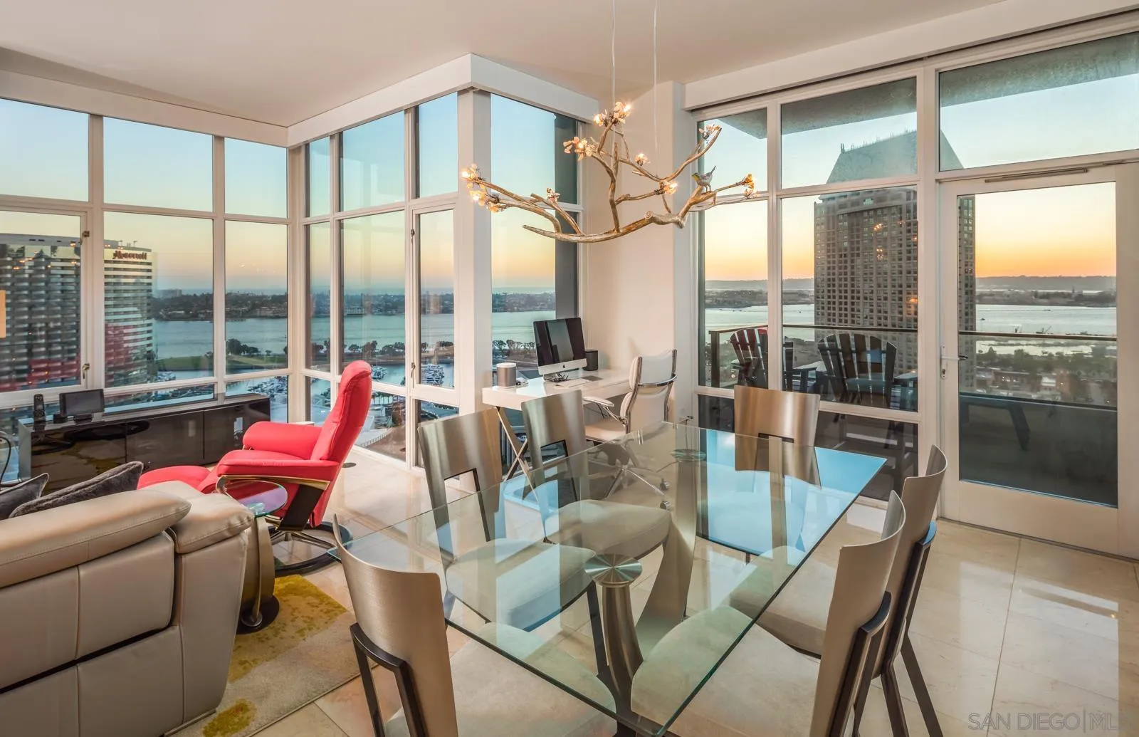 550 Front Street, Unit 1908 San Diego, CA 92101 - Photo 6 of 27 a view of a living room with furniture and floor to ceiling windows