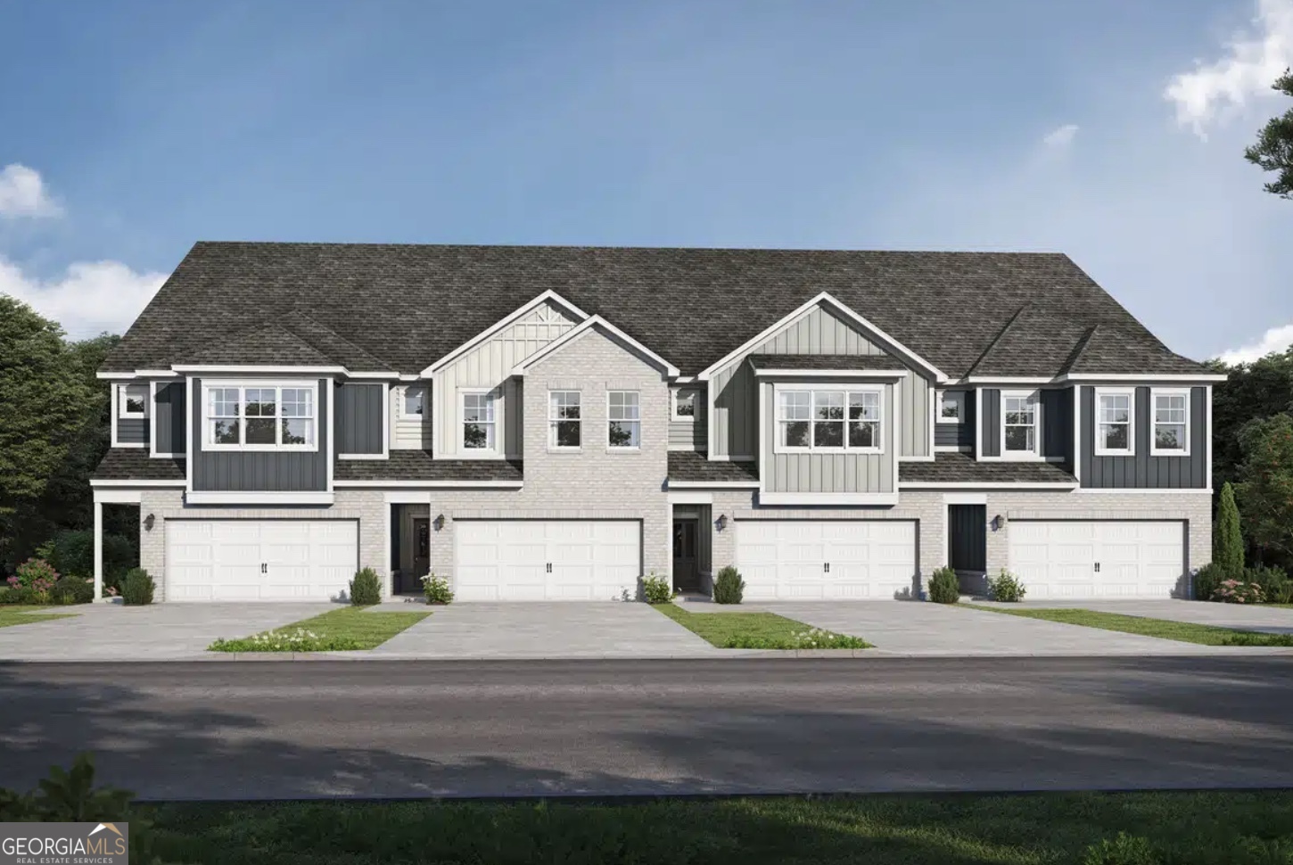 a view of residential houses with street
