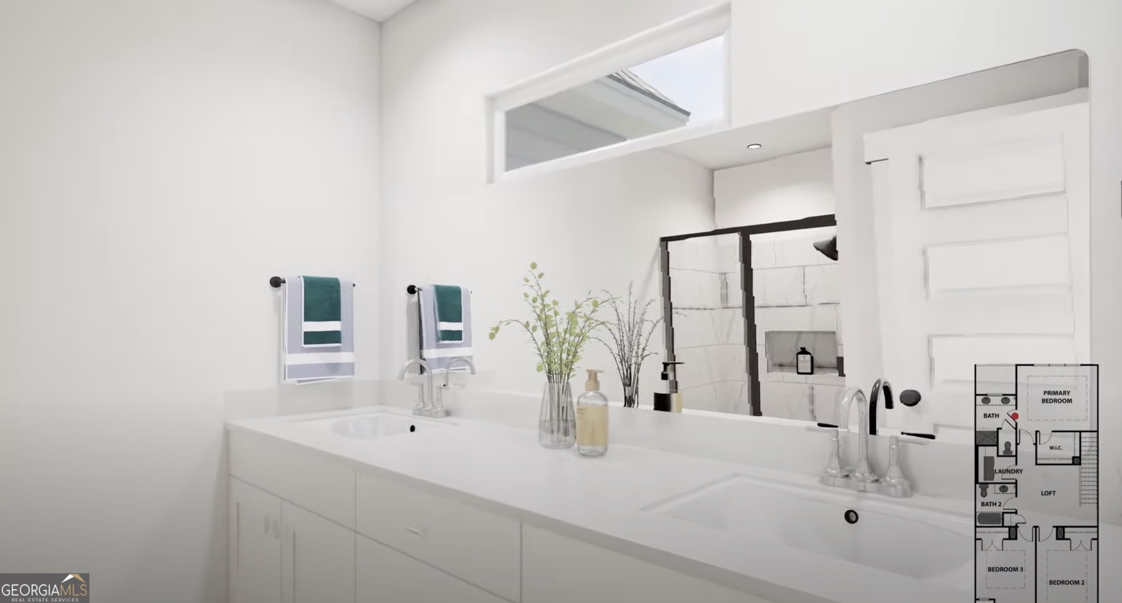 2272 Santa Fe Street, Unit 21 Morrow, GA 30260 - Photo 16 of 21 a bathroom with double vanity sink and a mirror