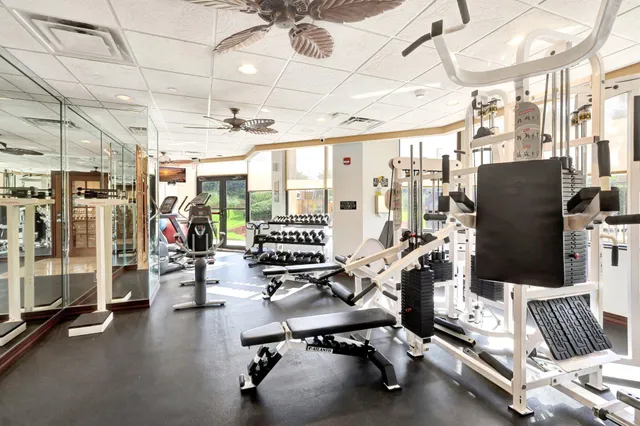 a view of a room with gym equipment