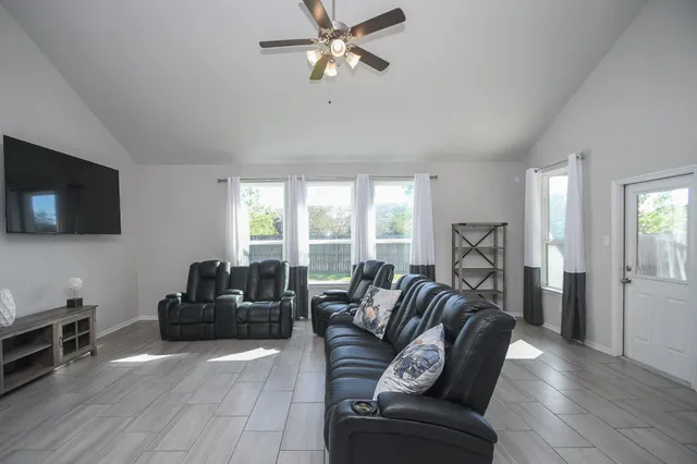 a living room with furniture