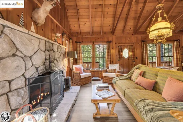 a indoor swimming pool with outdoor seating