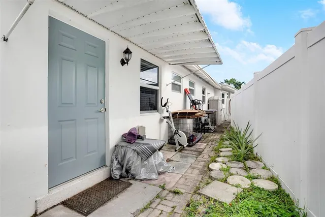 a view of a backyard with a garden