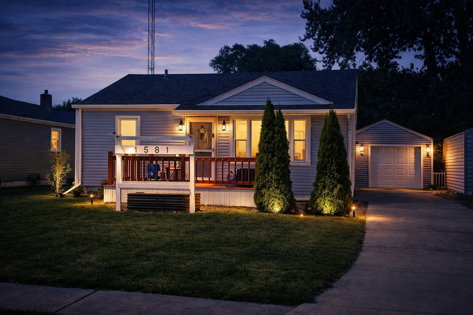 a view of a chairs and table in the patio