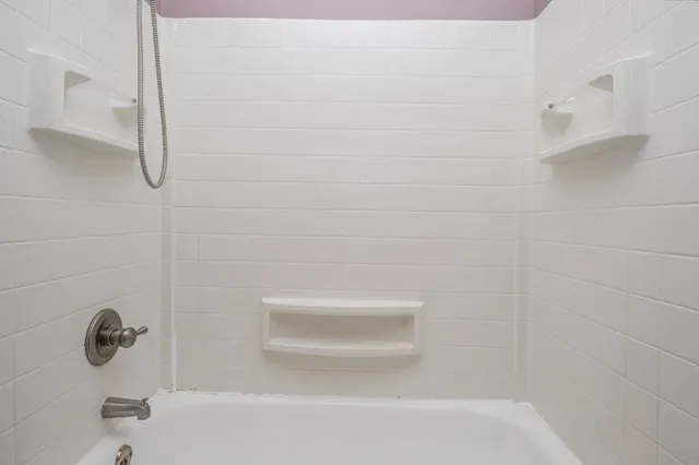 a bathroom with a bathtub