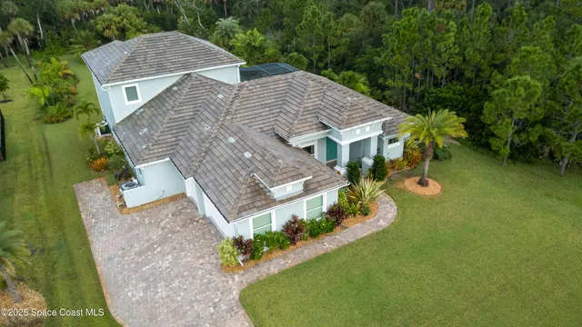 an aerial view of a house