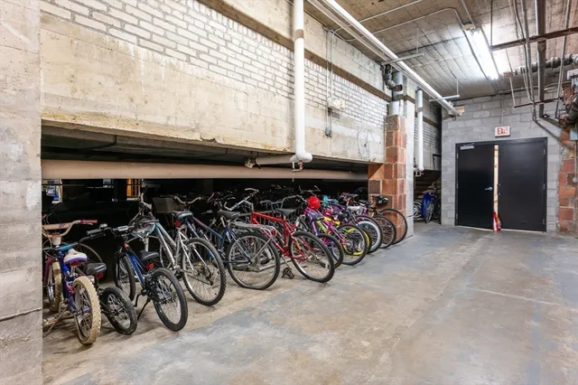 a view of a storage with bicycles