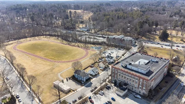 an aerial view of a house