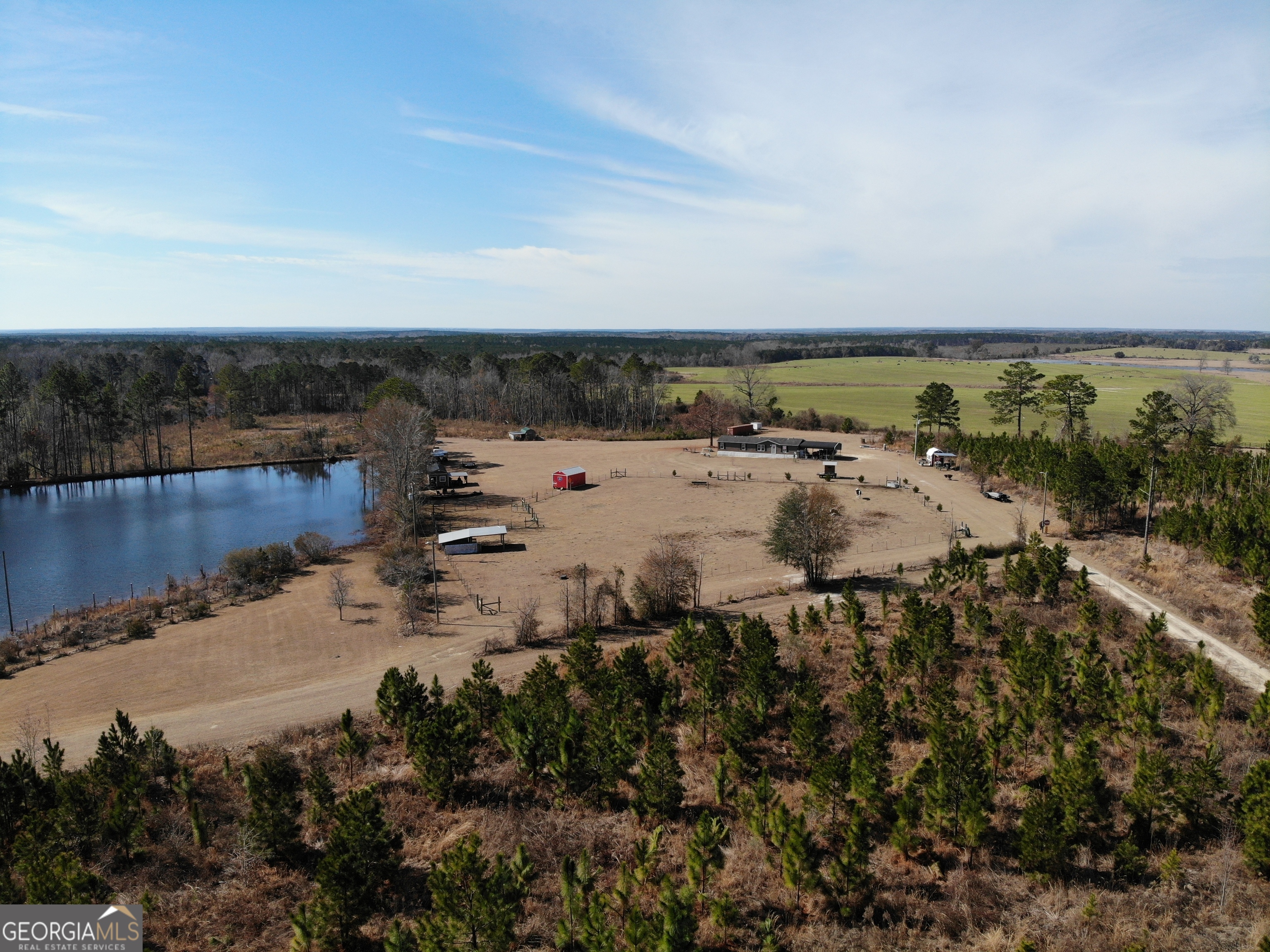 275 Marchants Dairy Road Rhine, GA 31077 - Photo 36 of 42 an aerial view of a house with beach and outdoor space