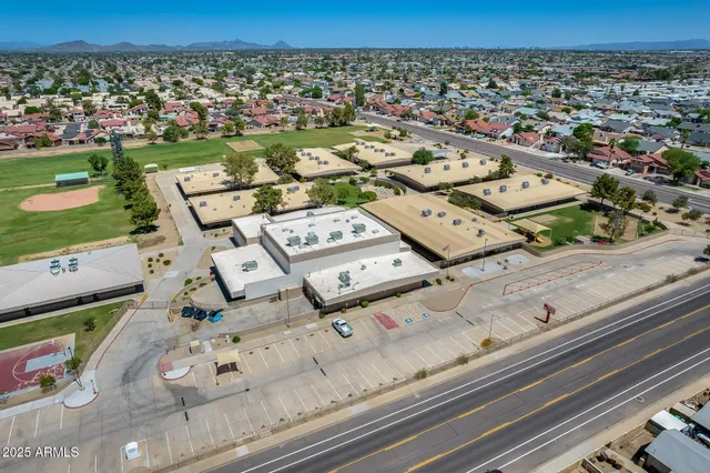 an aerial view of a city