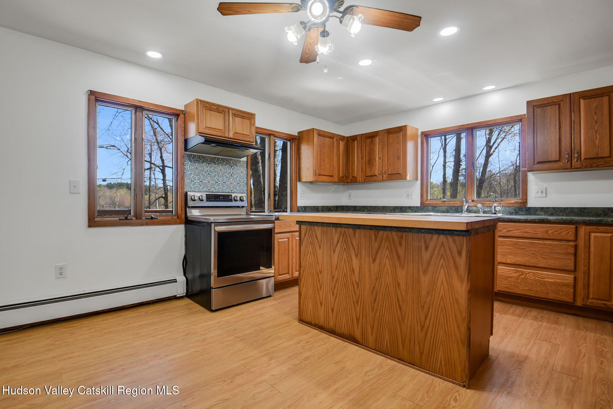 81 Mountain Turnpike Road Catskill, NY 12414 - Photo 9 of 36 a kitchen with stainless steel appliances granite countertop a stove and a sink