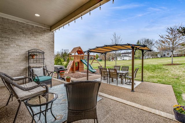 a view of a backyard with plants and swimming pool