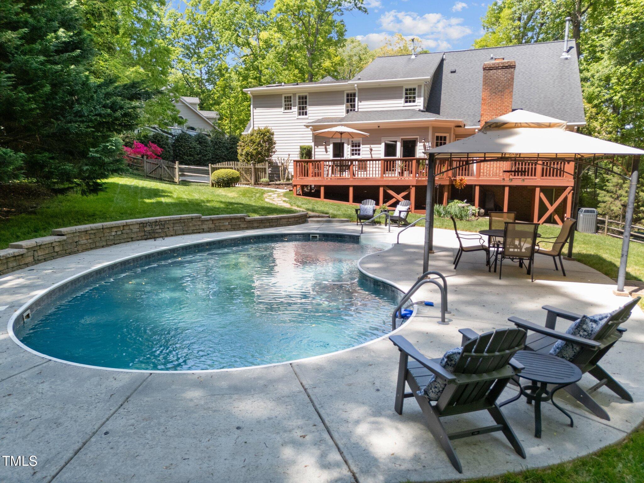 12200 Glenlivet Way Raleigh, NC 27613 - Photo 39 of 51 swimming pool view with a seating space and garden view