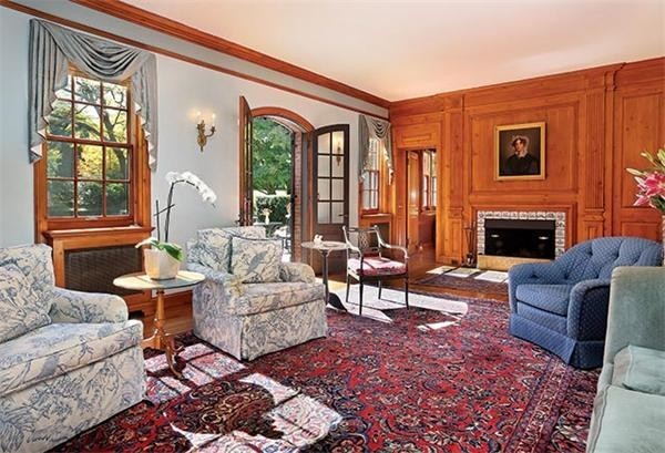 75 Sargent Road Brookline, MA 02445 - Photo 4 of 19 a living room with fireplace furniture and a large window