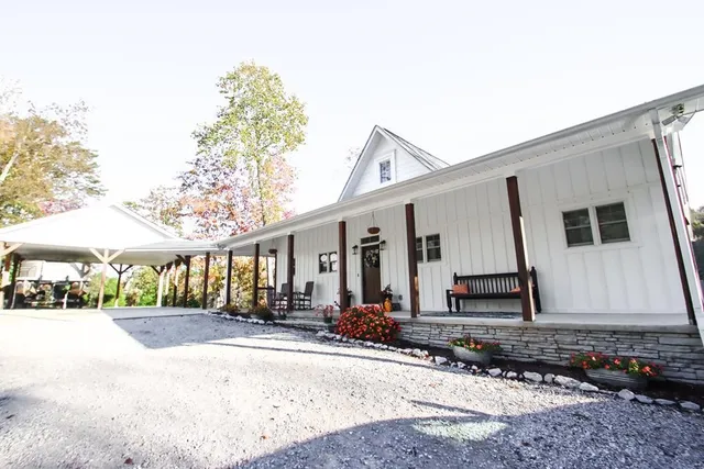 a view of a house with a patio