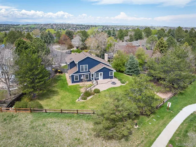 an aerial view of a house