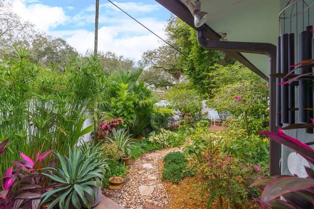a backyard of a house with lots of green space