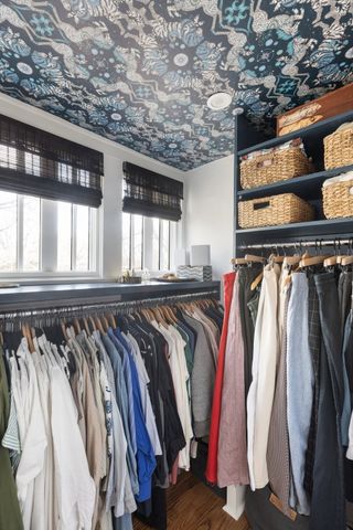 a room with a book shelf