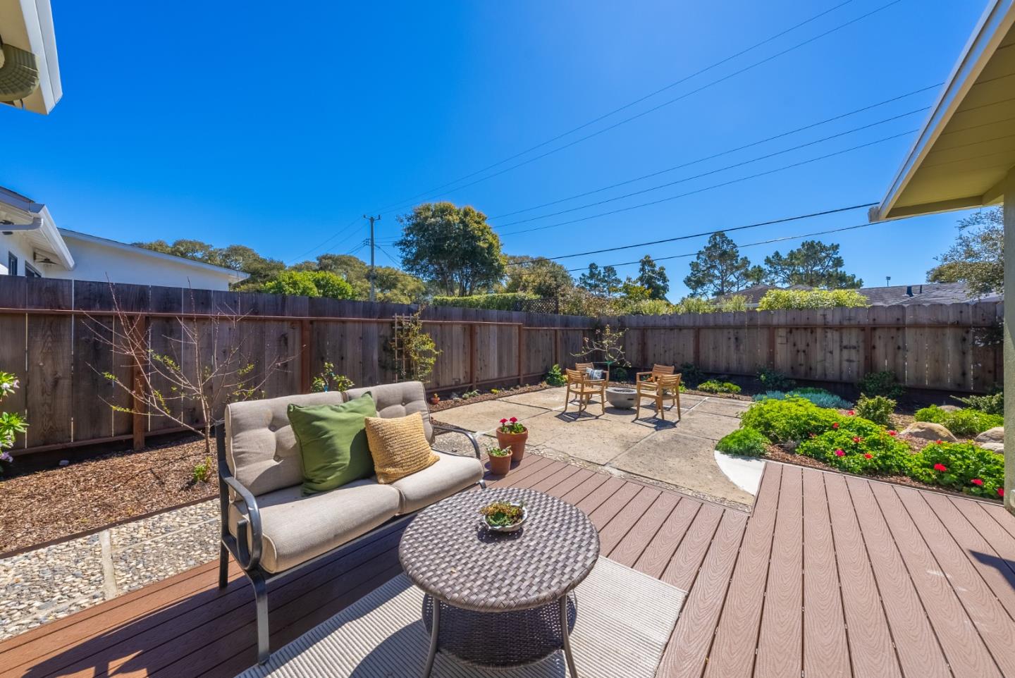 743 Marino Pines Road Pacific Grove, CA 93950 - Photo 37 of 55 a view of patio with couches table and chairs with wooden floor