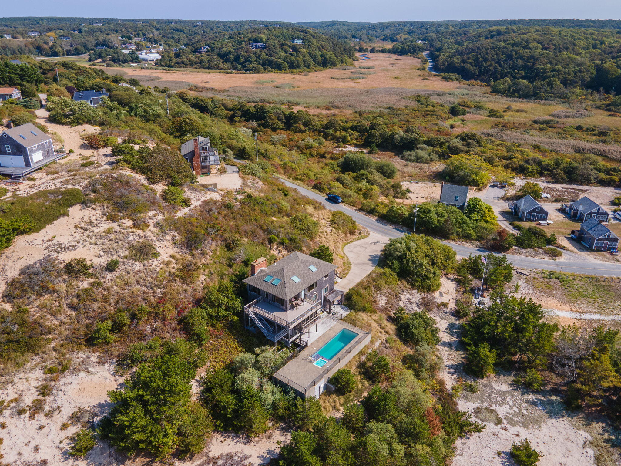 52 Corn Hill Road Truro, MA 02666 - Photo 59 of 74 an aerial view of residential house with outdoor space and river