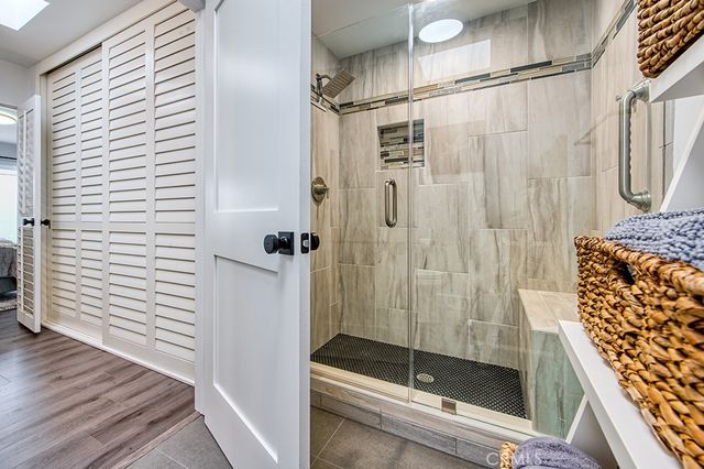 a bathroom with a shower