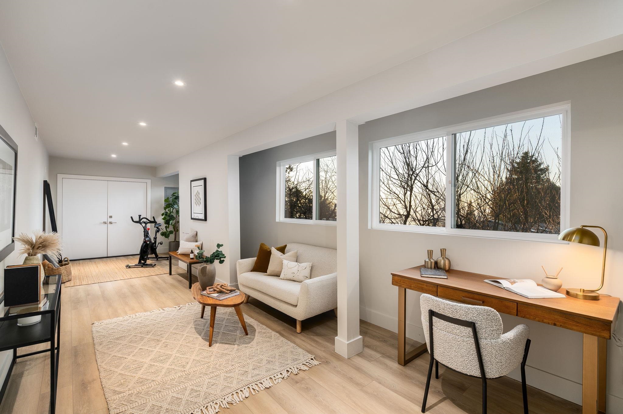 1468 Summit Road Berkeley, CA 94708 - Photo 29 of 59 Living room with an office area, light wood-style flooring, and recessed lighting