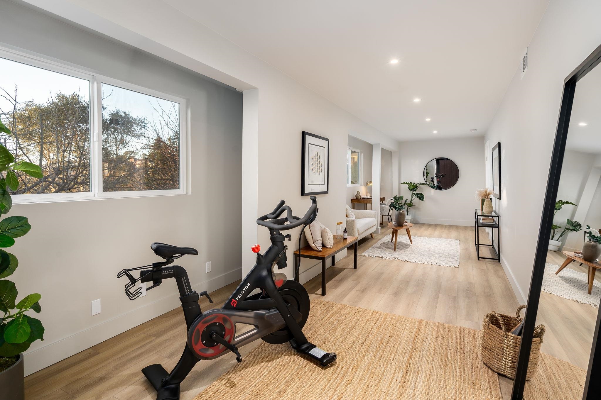 1468 Summit Road Berkeley, CA 94708 - Photo 32 of 59 Exercise room with light wood finished floors and recessed lighting