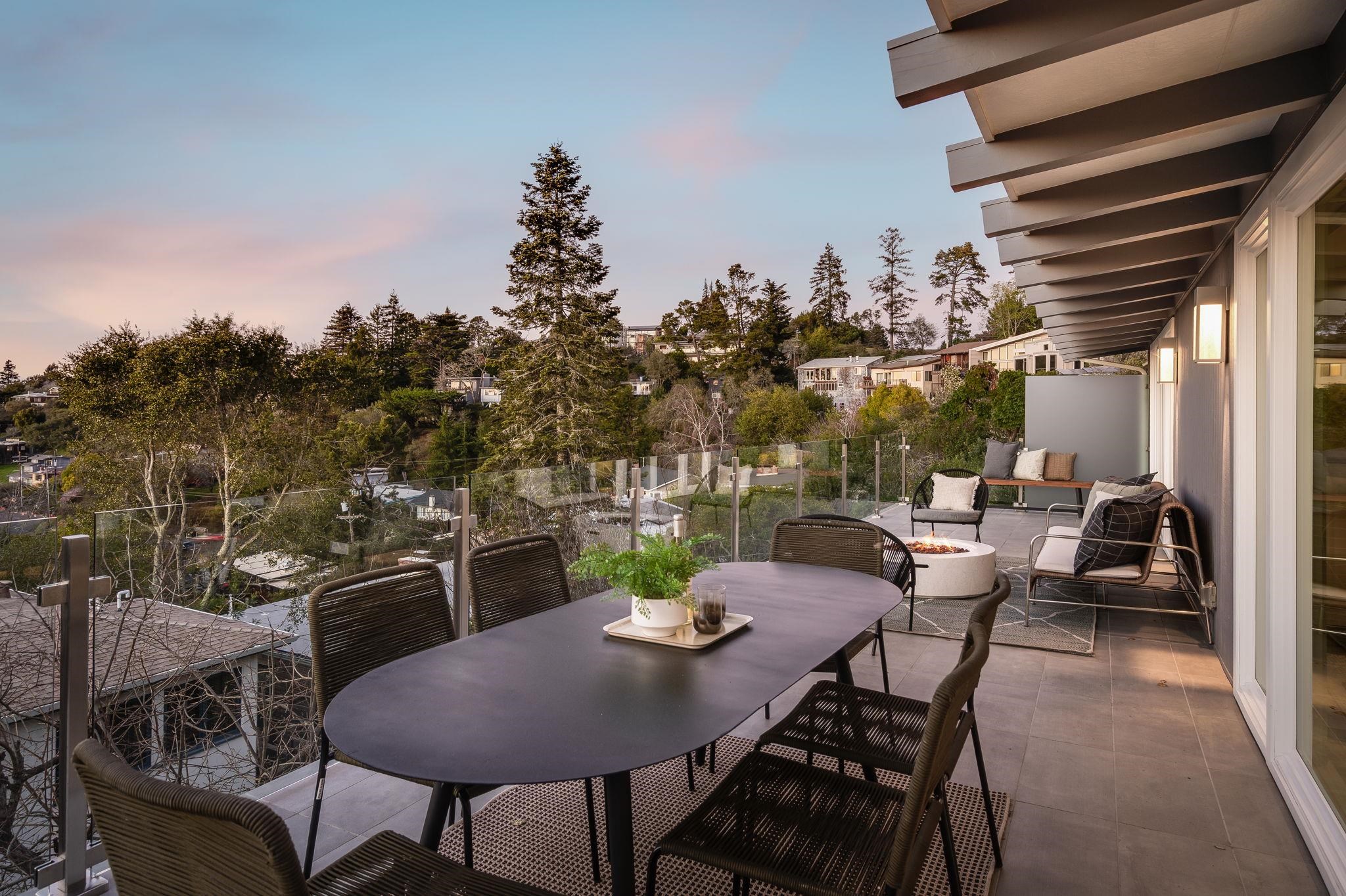 1468 Summit Road Berkeley, CA 94708 - Photo 41 of 59 Balcony with an outdoor fire pit and outdoor lounge area
