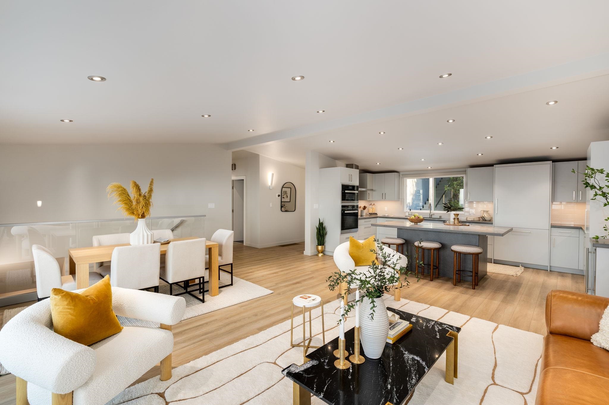 1468 Summit Road Berkeley, CA 94708 - Photo 10 of 59 Living room featuring light wood-style floors, recessed lighting, and vaulted ceiling