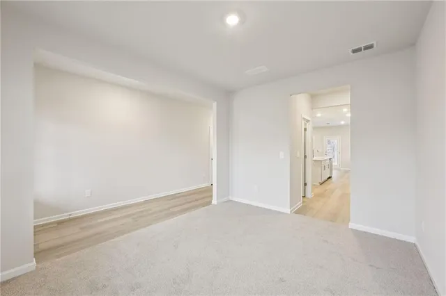 a view of a room with racks on the wall