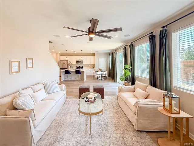 a view of a livingroom with wooden floor