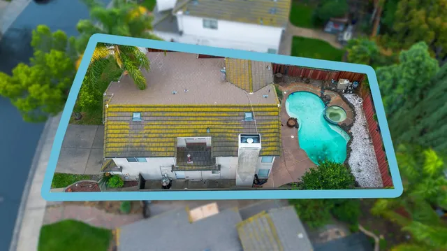 an aerial view of a house