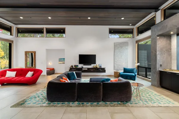 a living room with furniture