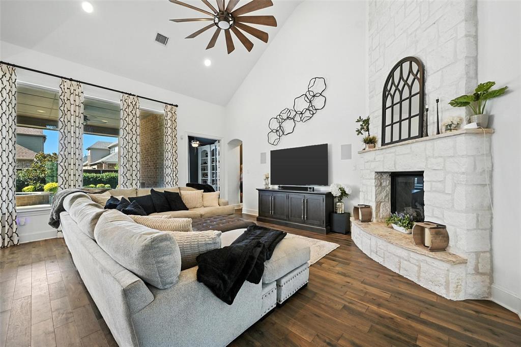 1909 Snapdragon Road Frisco, TX 75033 - Photo 6 of 40 a living room with furniture fireplace and flat screen tv