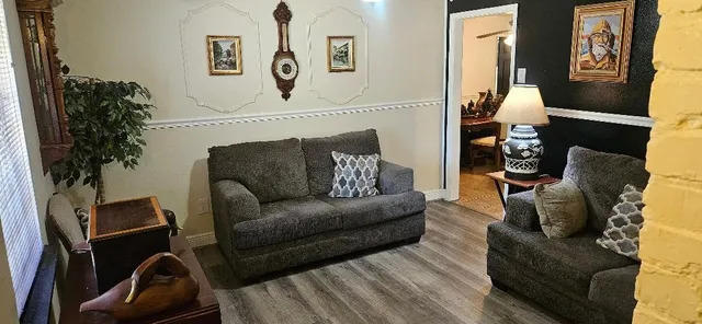 a living room with furniture